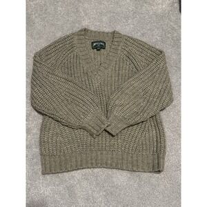 American Eagle  Chunky Knit V Neck Sweater Women Size S Beige Cable‎ knit
